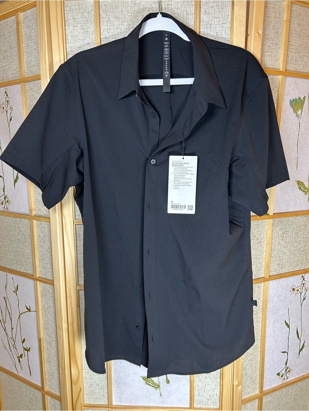 lululemon Airing Easy Black Short-Sleeve Button-Down Shirt